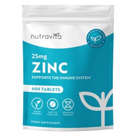 Nutravita Zinc Tablets, 25 mg - 400 Vegan Tablets - Zinc Supplements