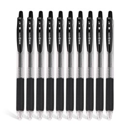10 PCs Fine Point Retractable Writing Rollerball Pens, Black Gel Ink, 0.5mm Ballpoint Back To School Office Student Art Drawing Sketching Pens Pack of 10