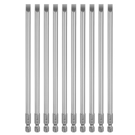 sourcing map 10pcs SL6 Slotted Screwdriver Bits 6mm Slotted Tip 1/4" Hex Shank 150mm (6") Long Magnetic Flat Head S2 Steel Screw Driver Drill Bits Industrial Power Screwdriver Bit