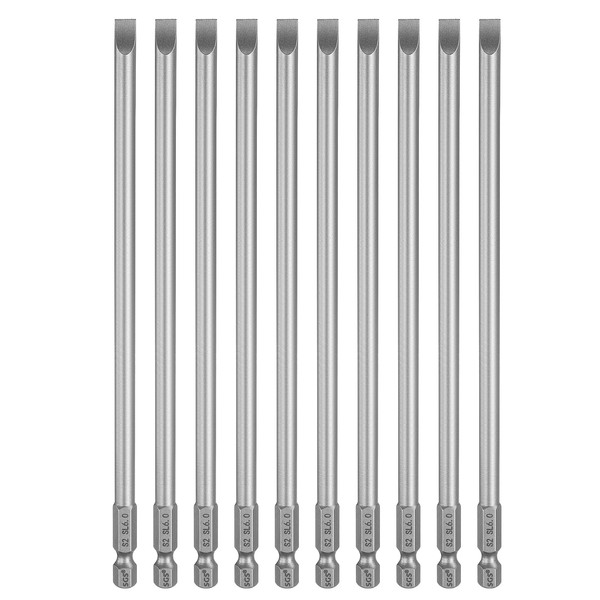 sourcing map 10pcs SL6 Slotted Screwdriver Bits 6mm Slotted Tip