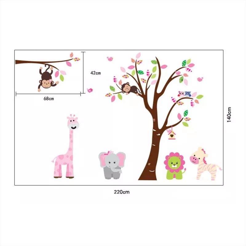 DaraBaby Vinil Árbol Con Búhos Y Animales De La Selva