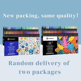 Artecho Acrylic Paint Markers 48 Colors, Acrylic Paint Pens with Brush Tip and Fine Tip for Stone, Rock Painting, Paper, Pumpkin, Wood, Egg, Canvas, Ceramic, Fabric, leather, Glass, DIY Crafts