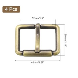 sourcing map 4Pcs Metal Roller Buckles, 10mm (0.4-inch) Glides Slider Movable Bar Strap Adjuster Rectangle Keeper for Bags Leather Crafts (Bronze Tone)