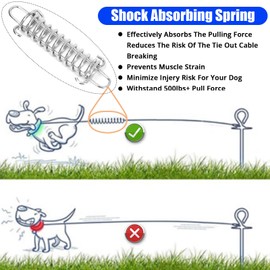 Jenico Dog Tie Out Cable, 10-150FT Runner Cable with Swivel Hook and Shock Spring, Yard and Camping Dog Leash Tether for Small to Medium Pets Up to 500 LBS