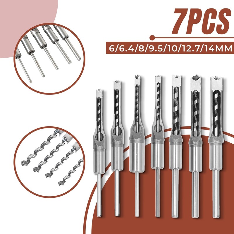 kimllier 7Pcs Square Hole Drill Bit, Stainless Steel Sharp Durable
