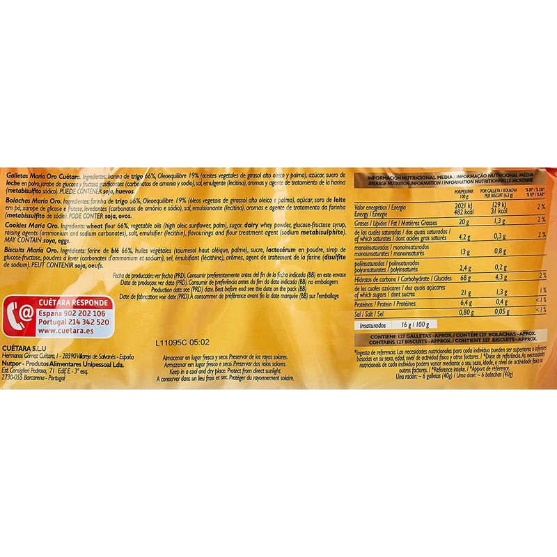 Cuetara - Bolacha Maria Oro - Golden Maria Biscuits -