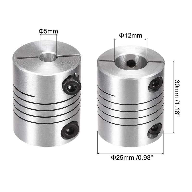 sourcing map Motor Shaft 5 mm to 12 mm Spiral