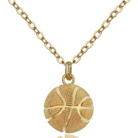 COLORFUL BLING Basketball Pendant Gold Silver Stainless Steel Chain Sports Necklace Hip-hop Jewelry Basketball Fans Gift-Female Gold
