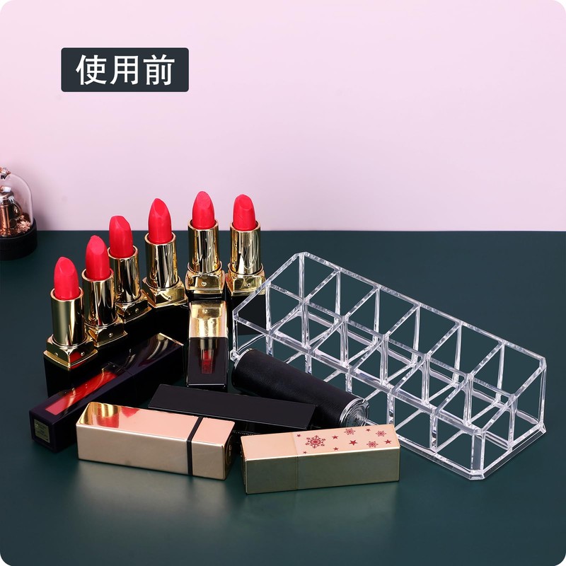 MOSIKER Lipstick Case, Acrylic Lip Stand, 12 Pieces, Clear, Cosmetics