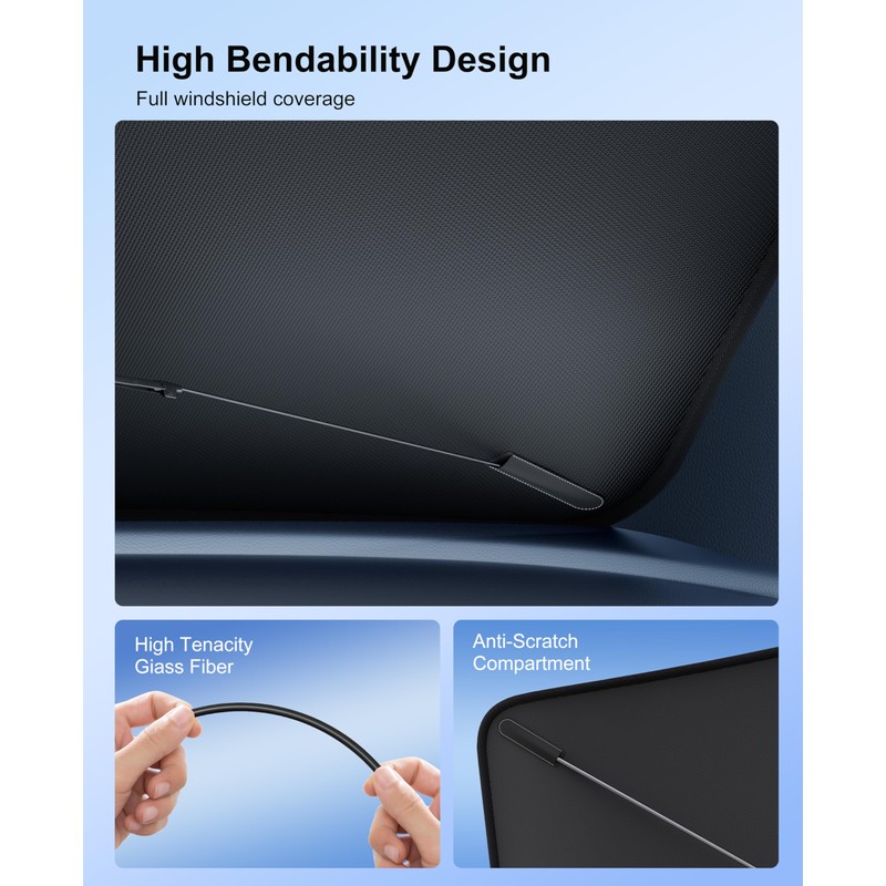 Cimesen Car Windshield Sun Shade - Foldable Retractable Sedan SUV