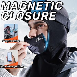 Magnemask Balaclava Face Mask with Magnetic Seams Windproof Winter Fleece Mask Face Cover for Skiing Hiking Cycling