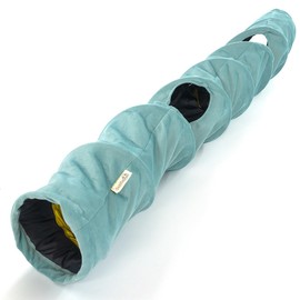 Dilekita - Velvet Fabric - Foldable/Collapsible - 55x9.84 Inches Cat Tunnel (Baby Blue)