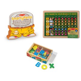 Melissa & Doug Smarty Pants - Preschool Card Set, My Magnetic Responsibility Chart, Magnetic Wooden Alphabet Bundle Toy