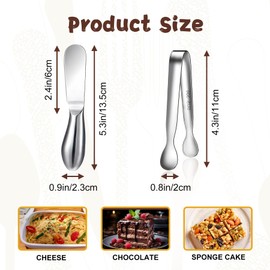SAGOOITS Spreader Knife Set,8-Piece Cheese and Butter Spreader Knives,Mini Serving Tongs,Stainless Steel Multipurpose Butter Knives Used for Cheese, Cold Butter, Jam and Other Kitchen Daily