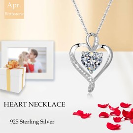 LAVUMO Heart Necklace 925 Silver Rose Gold Women's Necklace – Heart Pendant Silver Chain Women's Jewellery Gift for Wife Women Mum Girlfriend on Birthday Christmas Valentine's Day Hypoallergenic