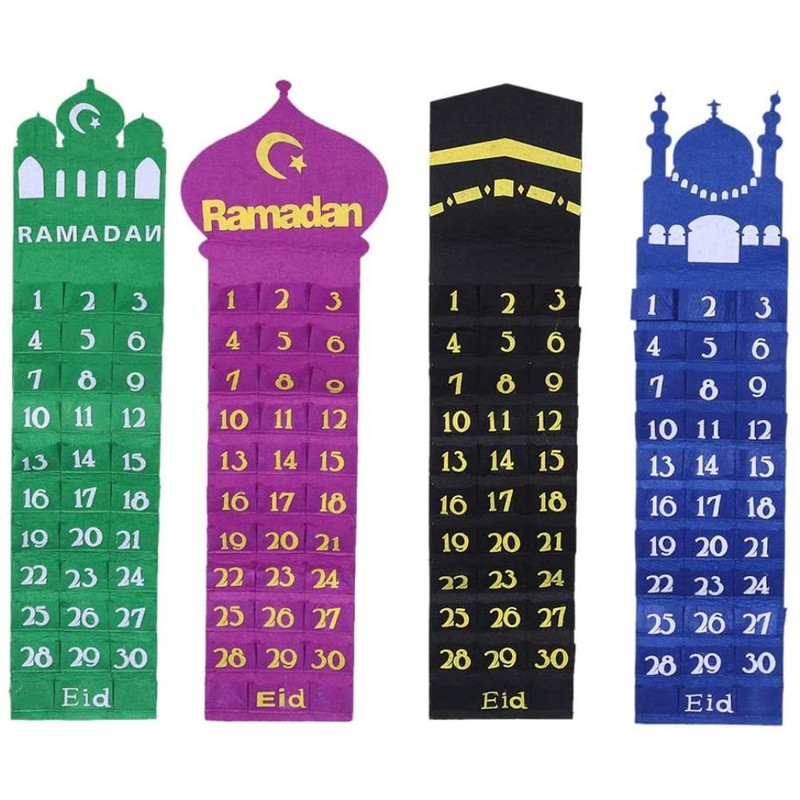 Ramadan Hanging Calendar Countdown Calendar Hanging Bag Wall Calendar Storage