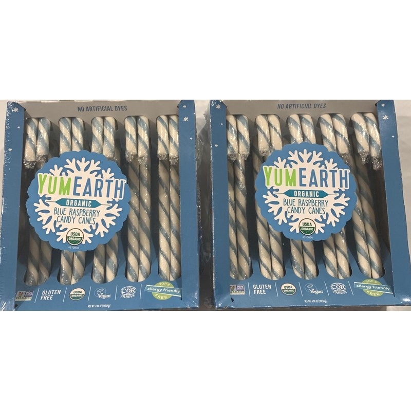 YumEarth Organic Blue Raspberry Candy Canes 10ct Box