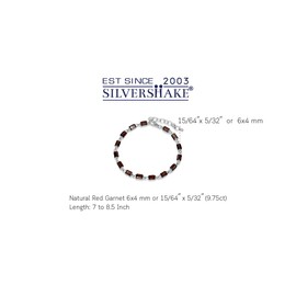 Silvershake 9.75ct. Natural Garnet 925 Sterling Silver 7 to 8.5 Inch Adjustable Bracelet