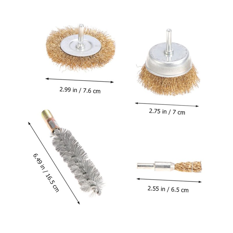 Baluue 4pcs Wire Wheel Brush Polishing and Cleaning Abrasive Rotary