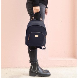 David Jones - Women's Fashion Backpack Purse Small - Ladies Casual Mini Daypack PU Leather - Girl Rucksack Satchel Shoulder Handbag Zipper Pockets - Trendy School Bag City College Teenager - Dark Blue