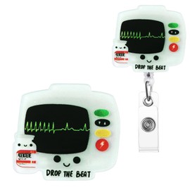ITOKEY Funny Badge Reel, Drop The Beat Badge Holder, Cute Nurse Name Tag with Retractable Clip, Medical Worker ID Card Holders, Pediatric Nursing Accessories for Nurse Doctor Student Teacher Office