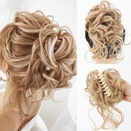 Uotp Claw Synthetic Hair Bun Messy Curly Hair Bun Chignon Elastic Ponytail Scrunchy Hair Band Hair Pieces Hair Ring Wrap For Women Hairpins (#27/613)