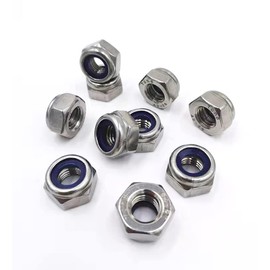 MUSIBO Lock Nuts M16 x 2mm (10Pcs) Metric Hex Locknut, 304 18-8 Stainless Steel Nuts with Nylon Insert, Bright Finish, for Industrial and Construction Fasteners
