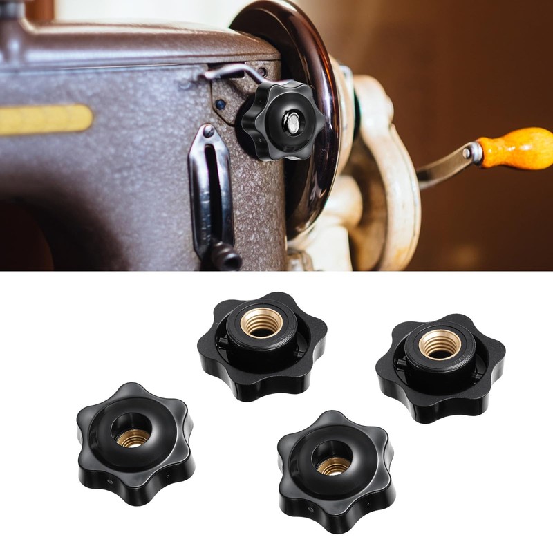 Set of 4 Star Grip Nuts M8, Star Nuts, Black