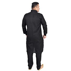 Desi Sarees Men's Punjabi Cotton Matching Kurta Pajama Costume 2 Pcs Set 1900 (Black, 44)