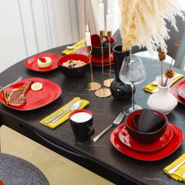 European Color Glaze Ceramic Dinner Set 16 Pcs Nordic Dinnerware Set Serving Dishes for Catering Restaurant and Hotel Suppliescolor: 16pcs dinner set Red