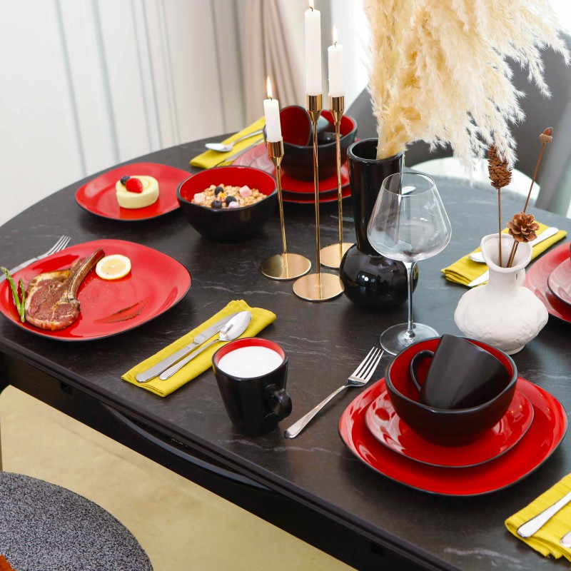 European Color Glaze Ceramic Dinner Set 16 Pcs Nordic Dinnerware