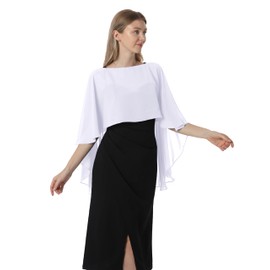 Hotshawl Capelets para mujer, chales y envolturas de gasa para vestido de noche, capas de boda, Blanco, Talla única