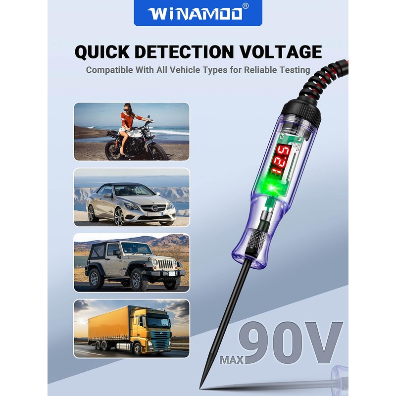 WINAMOO Test Light Automotive 5-90V Digital LED Circuit Tester with