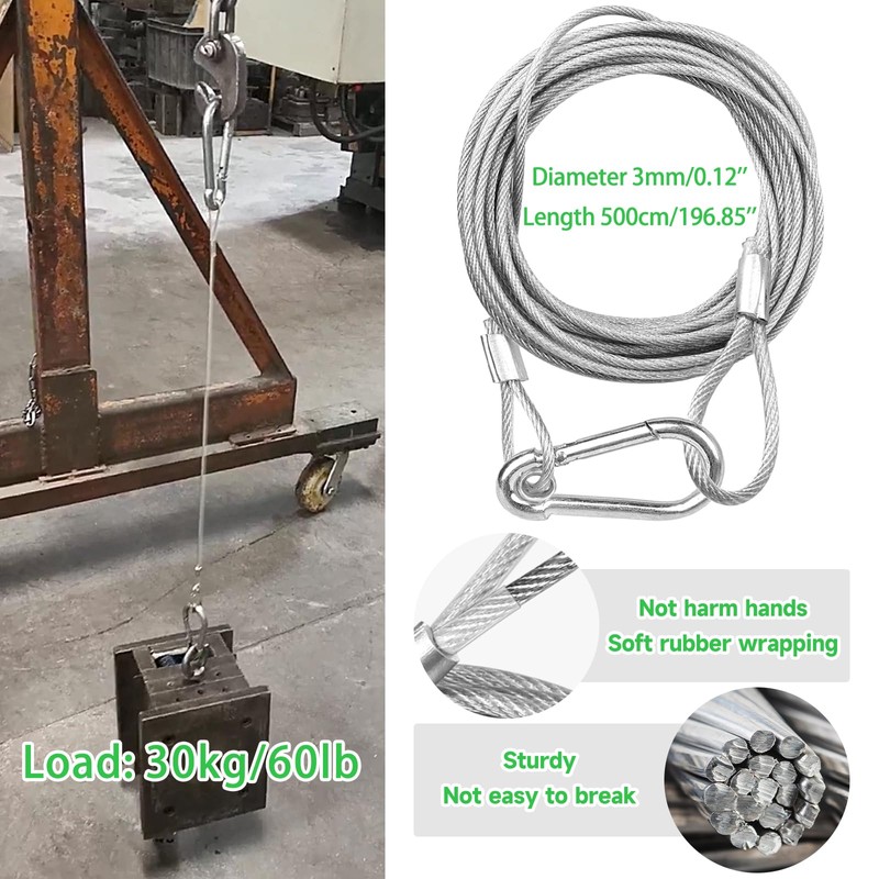 WECAN Safety Rope Fixing Device, Stage Light Safety Cable, Transparent