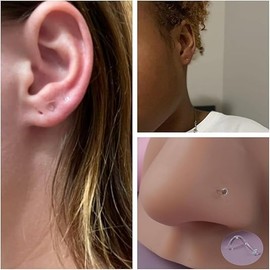 STOUUMOW 20-Piece Piercing Retainer Set - Clear Septum Rings Plastic Nose Studs, clear nose stud, Labret Studs Tragus Earring Retainers for Post-Surgery