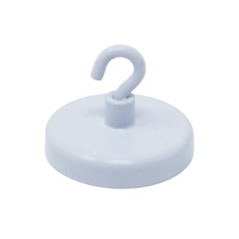 FIRST4MAGNETS Ferrite White Painted Clamping Magnet with M4 Hook for Hanging, Holding or Displaying Items - 40mm Dia - 10.2kg Pull