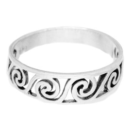 Windalf Delicate Celtic Vintage Women's Ring MorgÂine 6 mm Boho Spirals Indie Silver Ring Festival Jewellery 925 Sterling Silver, Fabric, No Gemstone