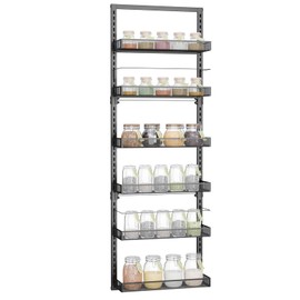 BRGMAUS Wall Mounted Baskets Set Kitchen Large Spice Rack 6 Tier Bathroom Shower Caddy Shelves Over the Door Storage Rack Heavy-Duty Metal Adjustable Organizer Pantry Organization 50"H x 6"D x 17"W