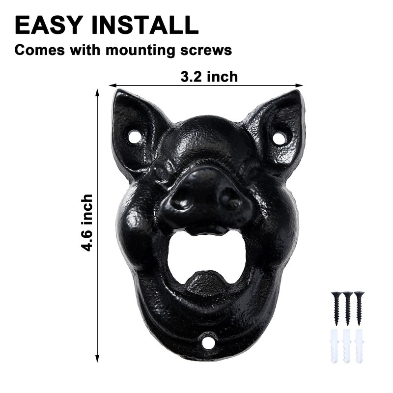 MGTECH Pig Bottle Opener Wall Mounted, Cast Iron Beer Opener