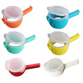 Naisfei 6 Pcs Bag Spout Clip,Snack Clips That Pour, Reusable Bag Clip with Pour Spout, Food Storage Sealing Bag Clips with Spout, Household Moisture Bag Clips for Food