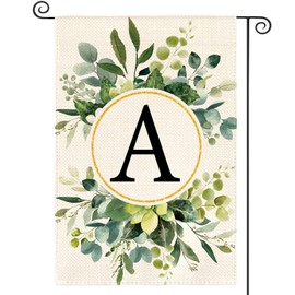 AVOIN colorlife Monogram Letter A Floral Garden Flag 12x18 Inch Double Sided Outside, Family Last Name Initial Yard Outdoor Decoration