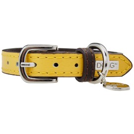 DO & G Leather Collection Dog Collar, X-Small, Yellow