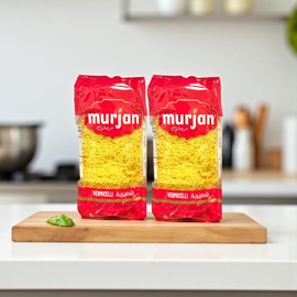 Murjan Vermicelli Pasta 14 oz (2-Pack, Total 28 oz) – Thin Angel Hair Spaghetti, Premium Semolina Wheat Pasta for Soups & Italian Dishes Vermicelli Short-Cut Vermiceli Noodles for Rice, Soups & More – Pantry Essential Premium Quality Vermicelli شعيرية (Pack of 2)