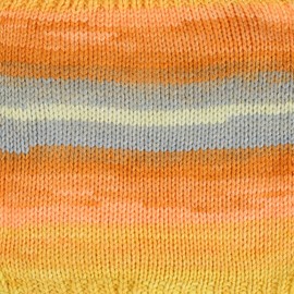 5 x 100 g Wollbiene Batik, 500 g Wool with Colour Gradient, Multicoloured Knitting Wool, Crochet Wool (5030 Grey, Orange, Yellow)