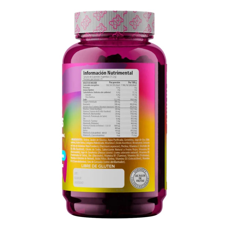 Multivitaminico Para Mujeres 100 Gomitas Belabear Solanum Frutos Rojos