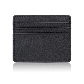 WisePoint Credit Card Holder for Men, PU Leather Small Card Holder Wallet for Men RFID Blocking Slim Card Holder, 4 Card Slots Small Credit Card Wallet for Cards, Business, Travel, Shopping (black)