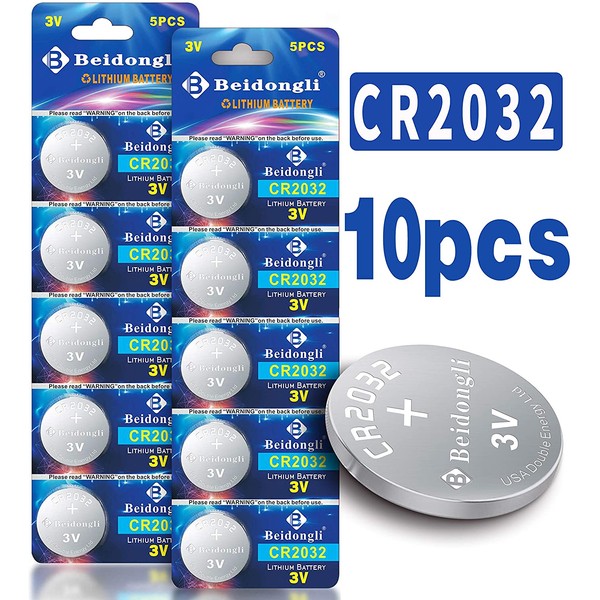 CR2032 Battery 3V Lithium Batteries Coin Button Cell 10 Count 【5-Year Warranty】