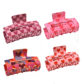 Paderison 4Pcs Hair Clips Checkered Claw Clips for Women Brown Rectangle Hair Clip Strong Hold Claw Y2K Hair Accessories for Thin Thick Hair (Brown)