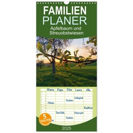 Familienplaner 2025 - Apfelbaum und Streuobstwiesen mit 5 Spalten (Wandkalender, 21 cm x 45 cm), CALVENDO