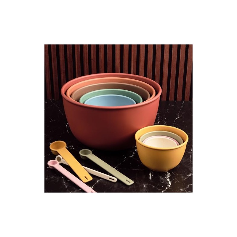 Bamboozle Mixing Bowl Set, 5-Piece Nesting Bowls, Sustainable Astrik, Desert
